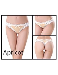 Ropa interior de encaje para mujer con lazo, bragas de bikini hipsters