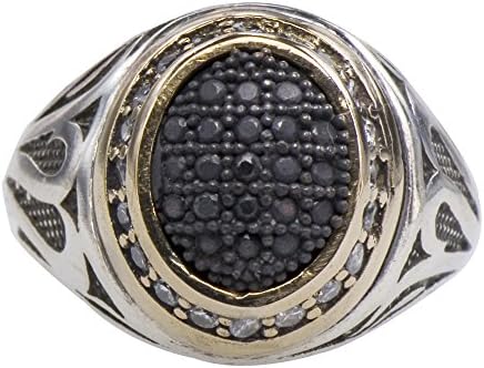 Men's Spanish Suave Prince Black CZ Melee Statement Ring 925 Silver