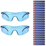Chosky 2pcs Kids Outdoor Games Safety Glasses Protective Goggles + 20pcs Refill Bullet Darts for Nerf Gun Toy N-strike Elite Series