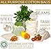 Reusable Produce Bags - PataBee Zero Waste Products Reduce Plastic Sustainable & Eco-Friendly - Natural & Healthy Organic Cotton Drawstring Bag Set of 8 pcs for Grocery, Vegetables, Fruit & Bulk Food