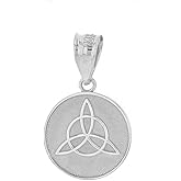 Dainty 925 Sterling Silver Irish Infinity Circle Celtic Trinity Knot Disc Pendant