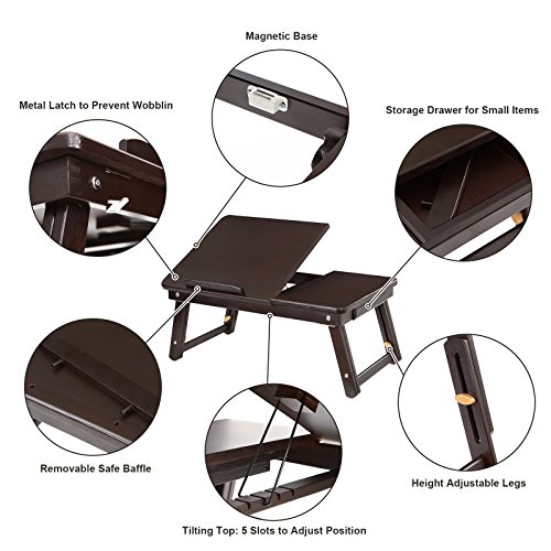 SONGMICS Laptop Desk for Bed Sofa with Adjustable Tilting Top