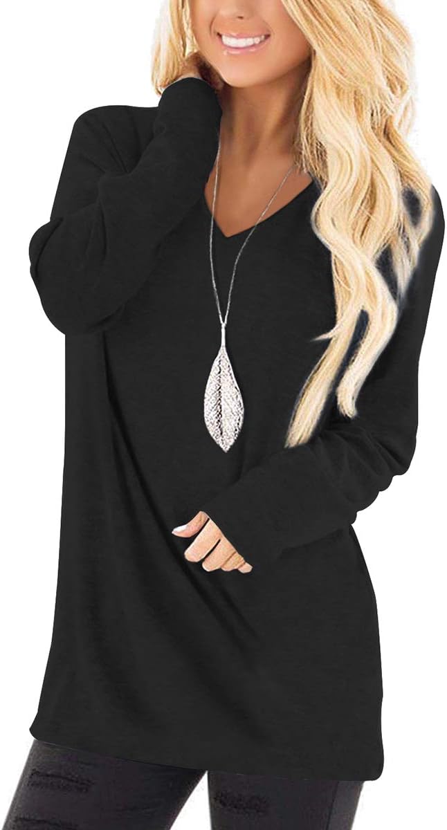 Sipaya Womens T Shirts Basic V Neck Tee Loose Fitting Casual Short Sleeve Tops