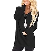 Jescakoo Tunic Tops to Wear with Leggings Long Sleeve V Neck T Shirts Casual Loose Fit