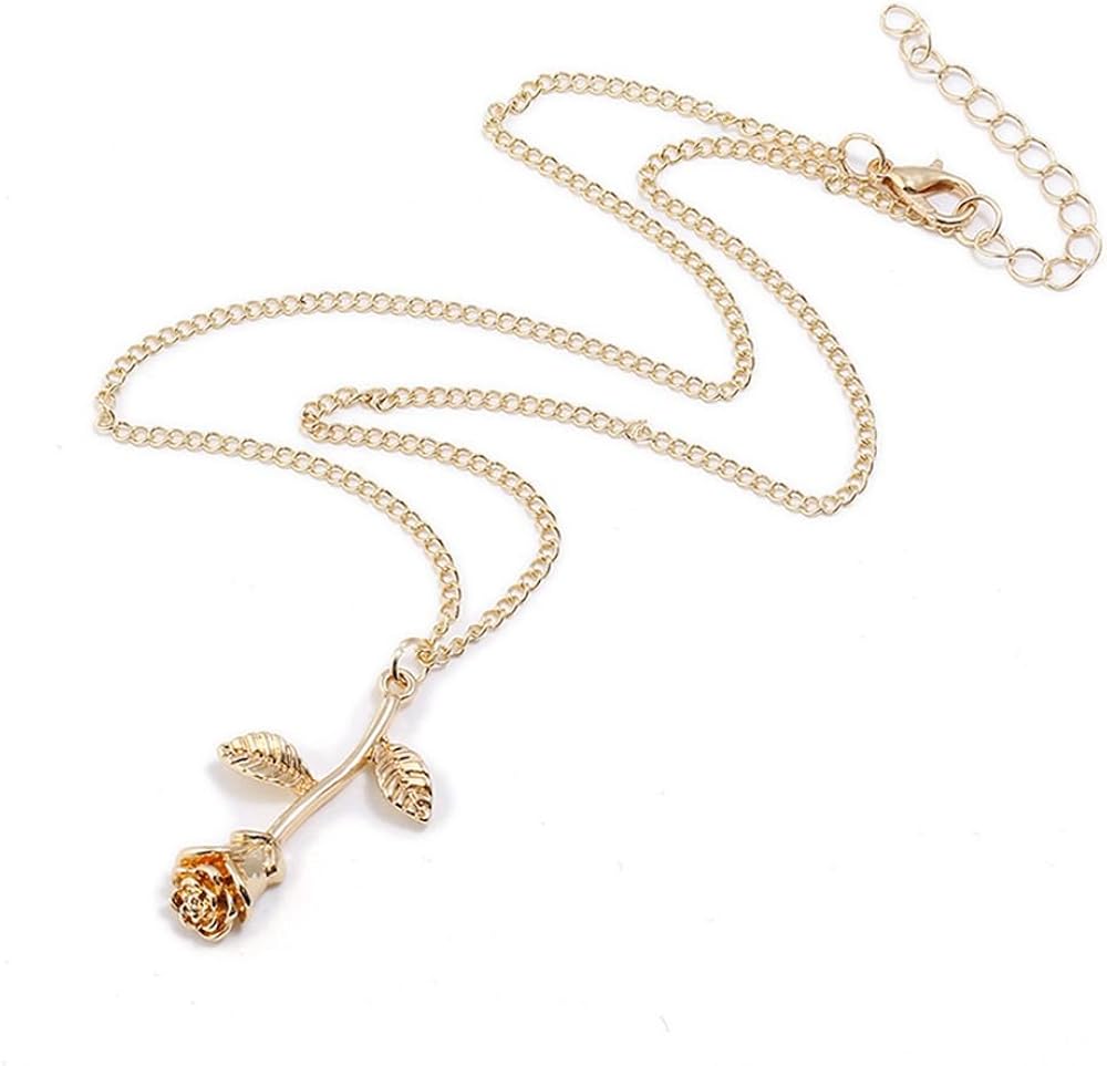 Rose Flower Pendant Necklace (Gold) Amazon.co.uk Jewellery