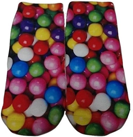 Candy Themed Junior Womens' Ankle No Show Socks (Gumballs)