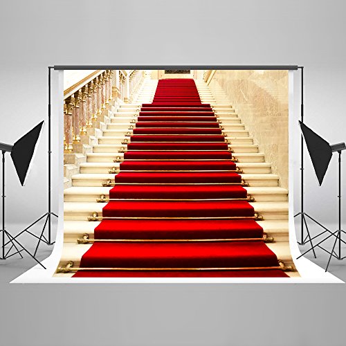 7x5ft Cotton Polyester Red Carpet Stairs Wedding Decorations Photography Backdrop Seamless No Creases Folding and Washable Photo Booth Background