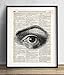 Human Eye Closeup, Vintage Dictionary Art Print, Antique Wall Art Home Decor, Modern Boho Poster, Farmhouse Decoration Living Room Bedroom Office 8x10 Inches, Ready To Frame