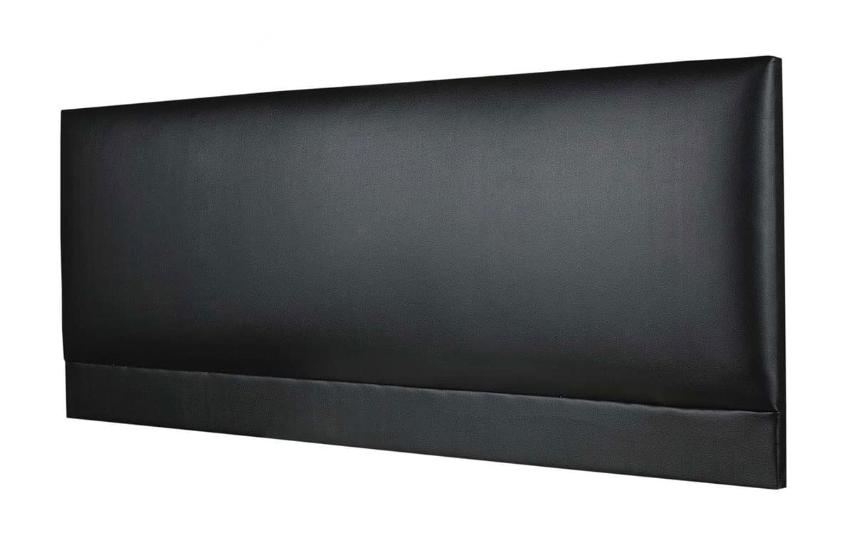 CROWNBEDSUK ROMA FAUX LEATHER HEADBOARD 2ft6,3ft,4ft,4ft6,5ft,6ft (5FT KINGSIZE, Black)