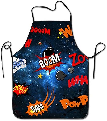 DHYDREAM Apron BOOM WPW HUH POW Colorful Cooking Funny Apron For Kitchen BBQ Barbecue Cooking Grilling Tailgate Bacon