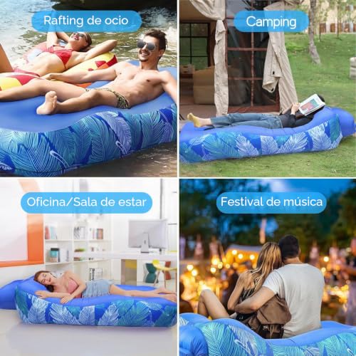 Inflatable Sofa – Inflatable Camping Sofa Lounger with Portable Waterproof Bag, 195 x 70 cm Anti-Leak Inflatable Sofa Air Mattress Chair for Beach, Pool, Camping, Hiking, Parties, Travel