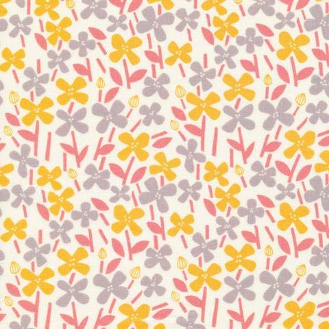 Organic Floral Fabric from Cloud 9 | Gold Peach Modern Florals | To Market, To Market by Emily Isabella | Low Impact Dyes Murdock Design + Textiles (Fat quarters) - Thumbnail 4