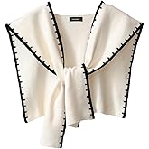 Halemet Knitted Shawl Wraps for Women Chic Sweater Cardigan Cashmere Scarf Knotted Shoulder Top Cover Cape Poncho Travel Wrap