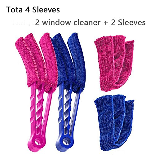 2PCS Blind Brush Cleaner , Air Conditioner Duster With 4 Removable Microfiber Extra Sleeves , 8