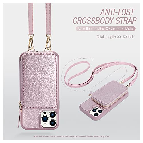 ZVE iPhone 13 Pro Max Crossbody Wallet Case, Zipper Phone Case with