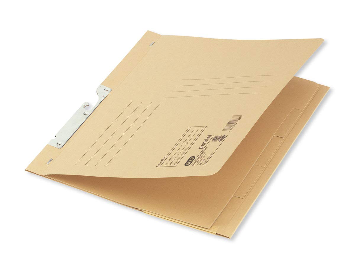 Elba 100420923 Pack of 20 Pendulum Stapler Made of 320 g/m² Craft Cardboard, 4 Commercial Staples on 4 Natural Brown dividers