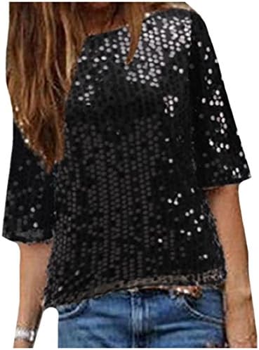 XiaoShop Womens Off-Shoulder Sequins Silm Fit Pullover Sexy T-Shirt Top Black XL