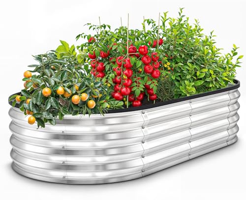 Utopia Home Verzinktes Hochbeet, 1,2 m x 0,6 m Pflanzkästen für den Außenbereich mit einfacher Montage, großes Gartenbeet für Gemüse, Obst, Blume
