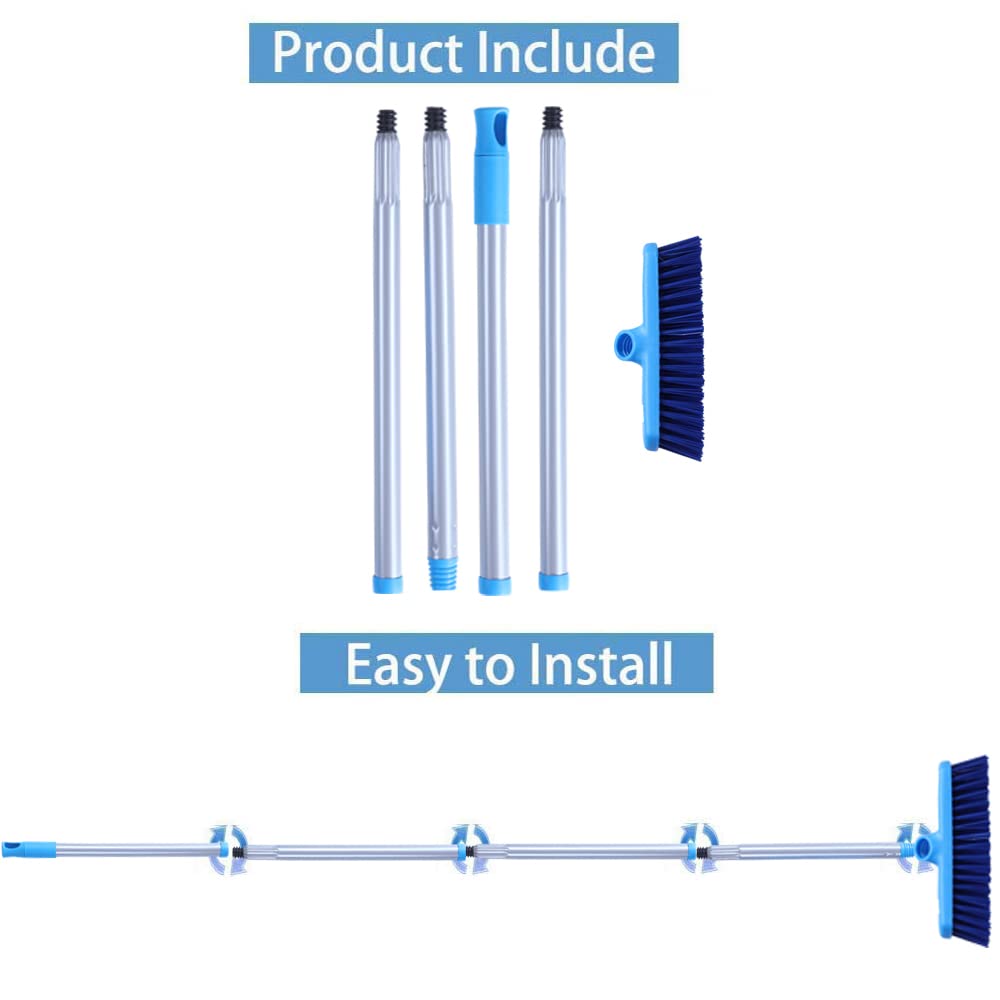 Deck Brush with Long Handle - Floor Scrub Brushes for Cleaning Shower, Stiff Bristle Scrubbing Brush, 50