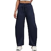 DISCIPBUSH Barrel Sweatpants Women Baggy - Fall Wide Leg Drawstring Lounge Joggers for Women Sweat Pants with Stoppers