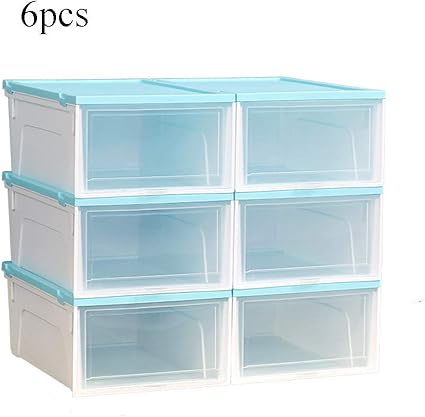 JUNJP Caja de Zapatos portátil apilable, 6 Cajas de plástico ...