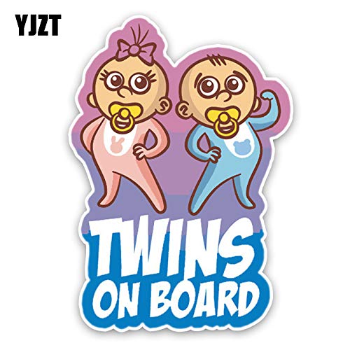 CNC. 11.716.6CM Cartoon Car Sticker Decoration Twins BABY ON Board Colored Graphic Warning Sign Decals C1-5607 - Thumbnail 5