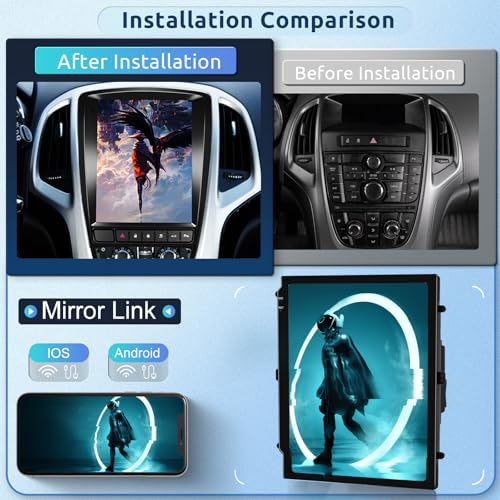 【8 Core 4+64G】 Hodozzy Carplay Car Radio for Opel Astra J/Buick Excelle 2009-2015, 9.7 Inch Touch Screen Android Car Radio with Android Auto/WiFi/GPS/RDS/FM/Bluetooth/USB/DSP+Reversing Camera