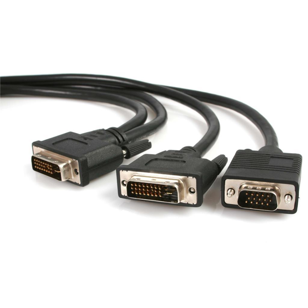 DVIVGAYmm6 DviI Male to DviD Male and Hd15 Vga Male Video Splitter Cable, 6Feet