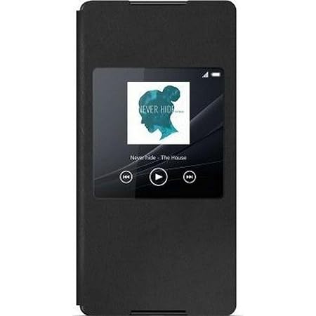Sony Mobile Flip Folio Hülle Smart Style Window Case Cover mit Fenster für Sony Xperia Z3+ - Schwarz