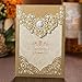 Gold Fortune Paper Laser Cut Wedding Baby Shower Invitation Cards with Flower Hollow Favors Invitation Cardstock for Engagement Birthday Graduation (YC072 Brown)