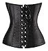 Kimring Women's Sexy Slim Burlesque Satin Body Shaper Strapless Plus Size Overwear Corset Black Medium