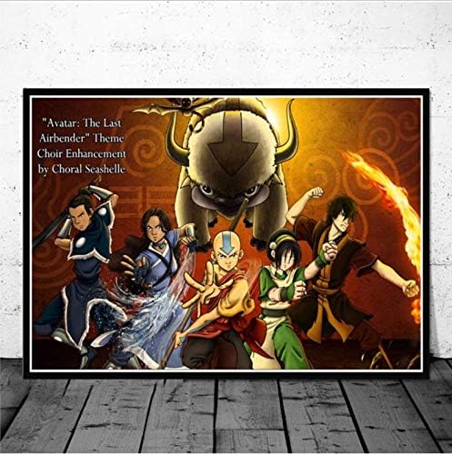 tgbhujk Avatar The Last Airbender Aang Fight Anime Poster Wall Art Picture Posters and Prints Canvas Painting for Room Home Decor 42x60 CM Without Framed