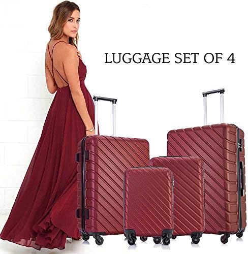 Apelila 4 Piece Hardshell Luggage Sets,Travel Suitcase,Carry On Luggage with Spinner Wheels Free Cover&Hanger Inside (Wine) 6 Apelila 4 Piece Hardshell Luggage Sets,Travel Suitcase,Carry On Luggage with Spinner Wheels Free Cover&Hanger Inside (Wine)