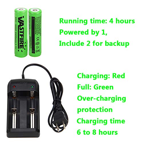 350 yard CREE LED Green Flashlight Kit Hog Coyote Varmints Predator Long Range Night Hunting Light (Flashlight + Dual Control Pressure Switch + 2 X 18650 Batteries + Charger + Barrel + Scope Mounts) - Thumbnail 7