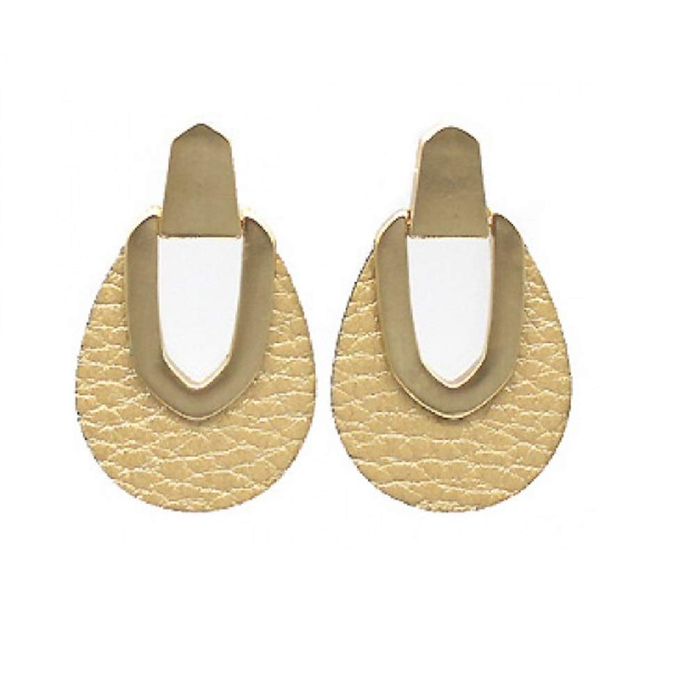 Gold Plated Leather Earrings for Birthday Mother's Day Gift For Women Girls With Pierced Ears Only ('Desert Sand' Golden Leather Earrings)