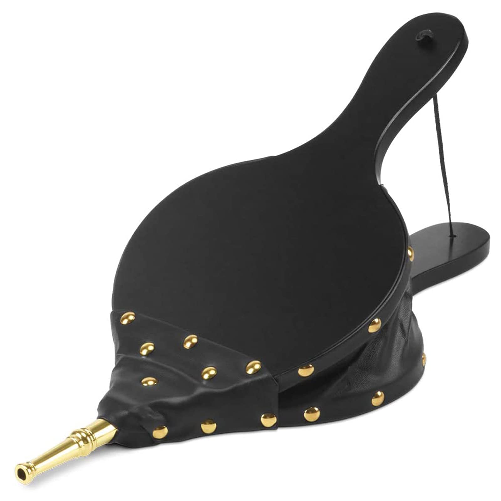 ZWPARTS Fireplace Bellows Large Wood Air Blower 17" x 7.5" Black Hand Bellow Pump with Hanging Cord for Outdoor Fire Pit Camping BBQ Grill