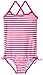 Kanu Surf Girls' Layla Beach Sport Banded 1 Piece Swimsuit, Bali Pink Stripe, 5