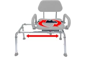 Platinum Health Carousel Sliding Shower Chair Transfer Bench with Swivel Seat, Premium Padded Bath, with Pivoting Arms, Adjustable Space Saving Design for Tubs, Shower, for Handicap & Seniors, Gray