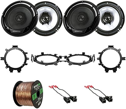4X KFC1665S 6.5" 2-Way Flush Mount Speakers, 4X Speaker Wire Harness, 4X Speaker Mounting Brackets Adaptors, 16-Gauge 50 Foot Wire (Select 1995-2009 Vehicles)