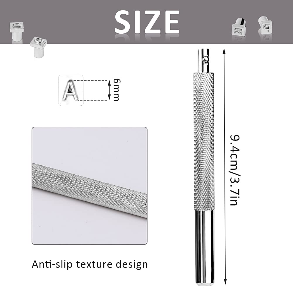 38 PCS Leather Stamping Tools, Leather Stamping Kit with 36pcs Letters and Numbers, Rubber Hammer, Leather Punch Tools, Leather Stamp Set Leather Carving Tools Leather Stamps for Leather Working
