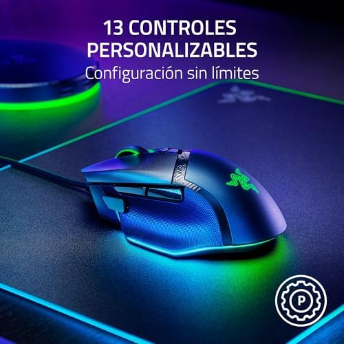 Basilisk V3 35K - Ratón ergonómico con Cable para Juegos Totalmente Personalizable - Sensor óptico Focus Pro 35K (Rueda de inclinación HyperScroll, iluminación Chroma de 11 Zonas) Negro