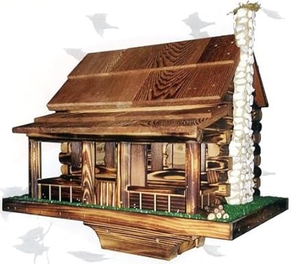 Amazon Com Amish Handcrafted Log Cabin Bird Feeder With Rock