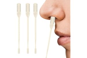 AprYew 2-in-1 Nasal Hair Cutter, Nose Hair Trimmer for Men Women, 360° Rotating Portable Manual Nose Hair Remover Tool with Ear Picker, Double Sided Noses Hairs Knife Travel Essentials (Beige, 3PC)