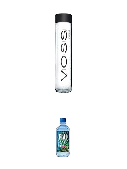 Voss Artesian SPARKLING Gletscher Wasser in Glasflasche 0,8 Liter + Fiji Wasser von den Fiji-Inseln 1 x 1,0 Liter