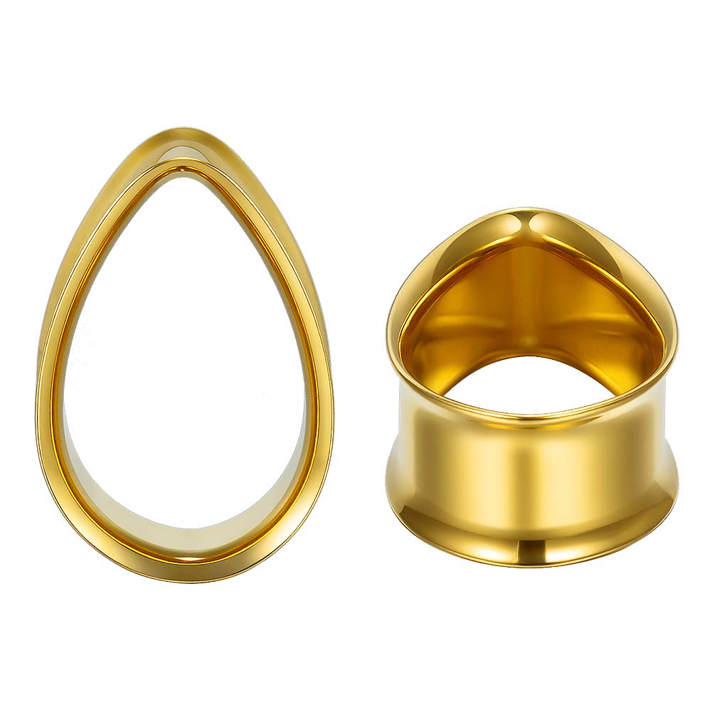 COOEAR Gauges Ears Plugs and Tunnels Double Flared Earrings Upgrade Tear Drop Piercing 1 Pair Gift Packing Stretchers 0g to 1 Inch.