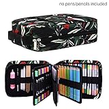 202 Colored Pencils Pencil Case - 136 Color Gel Pens Pen Bag or Marker Organizer - Universal Artist Use Supply Zippered Large Capacity Slot Super Big Professional Storage qianshan Leaf