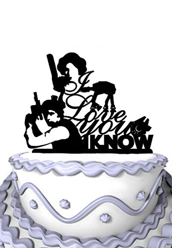 Meijiafei Wedding Cake Topper - Han and Leia Star Wars I Love You I Know for Wedding Decoration