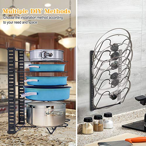 Xcosrack Pot Pan Lid Rack 12 Tier TwoinOne Adjustable Pan Organizer