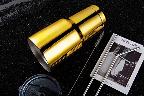 30oz Stainless Steel Insulated Tumbler Travel Mug with Straw Slider Lid, Cleaning Brush, Double Wall Vacuum