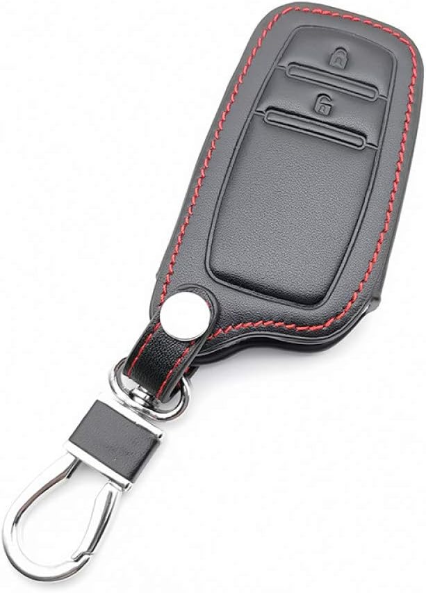 HOMGB Key Cover Fashion Style Leather Key Cover Key Chain for Toyota Land Cruiser Fortuner Camry 2016 2017 2018 2 Button Remote Car Style
